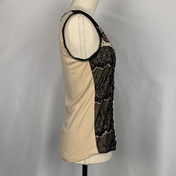 Vanilla Sugar Tan Western Print With Lace Tank Top - Picture 3 of 16